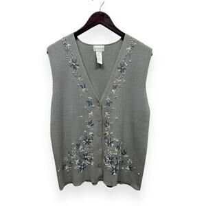 VTG Koret Embroidered Spring Floral Vest Size Small